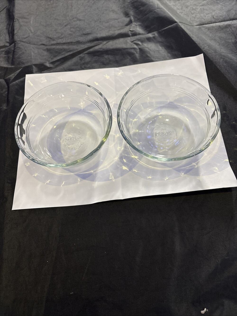 Pyrex Clear Glass 464 Scalloped Dessert Bowls Custard Cups 10oz Set of 2